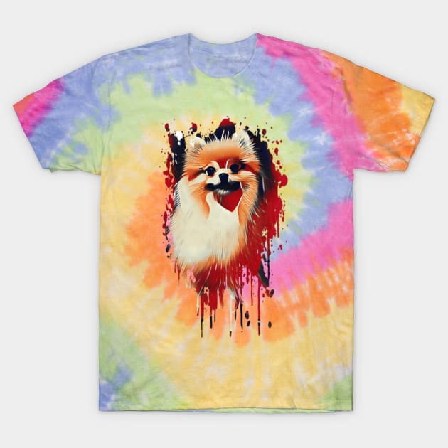 Pomeranian dog Tie Dye art design T-Shirt by BostonBulldog